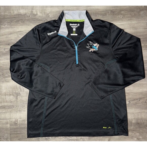 San Jose Sharks Reebok Center Ice Playdry 1/4 Zip Pullover Jacket Size XL - Picture 1 of 5